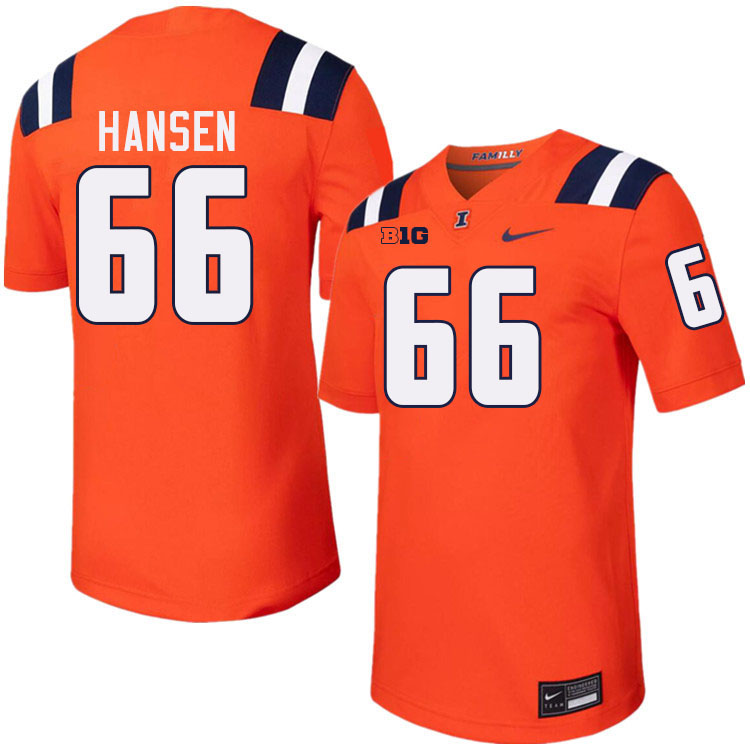 Men #66 Brandon Hansen Illinois Fighting Illini College Football Jerseys Stitched-Orange